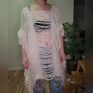 Boho Fringe Knit Poncho